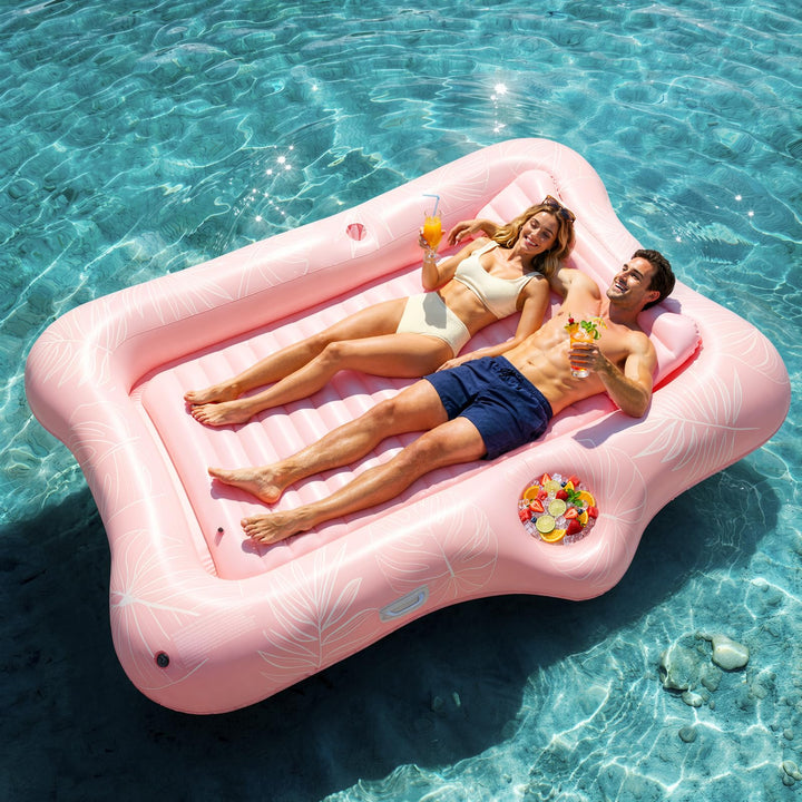 HeySplash Aufblasbares Pool Luftmatratze mit Tassenhalter, Pool Aufblasbares Bett in Meerjungfrau Sc