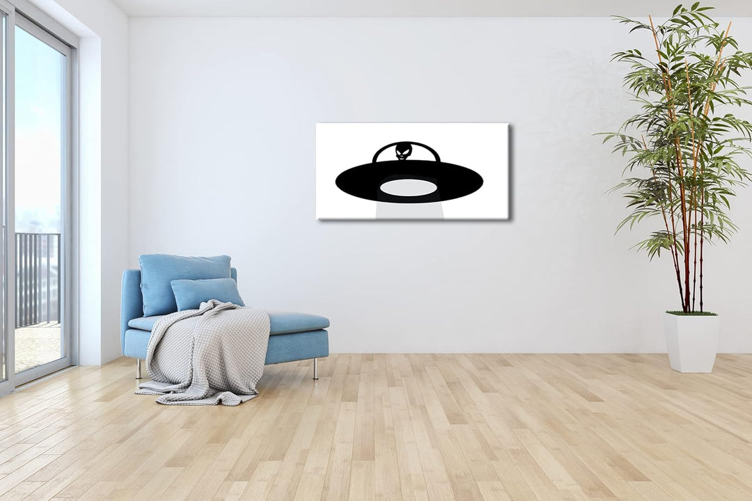 Entführung von Aliens Panorama 60x30 cm als Leinwandbild, Motiv fertig gerahmt auf Echtholzrahmen, H