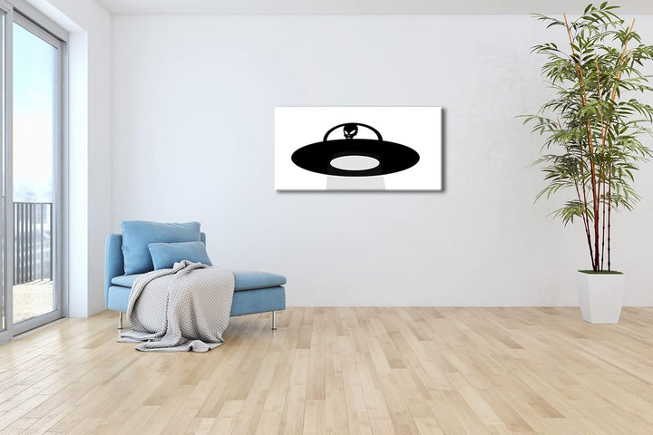 Entführung von Aliens Panorama 60x30 cm als Leinwandbild, Motiv fertig gerahmt auf Echtholzrahmen, H