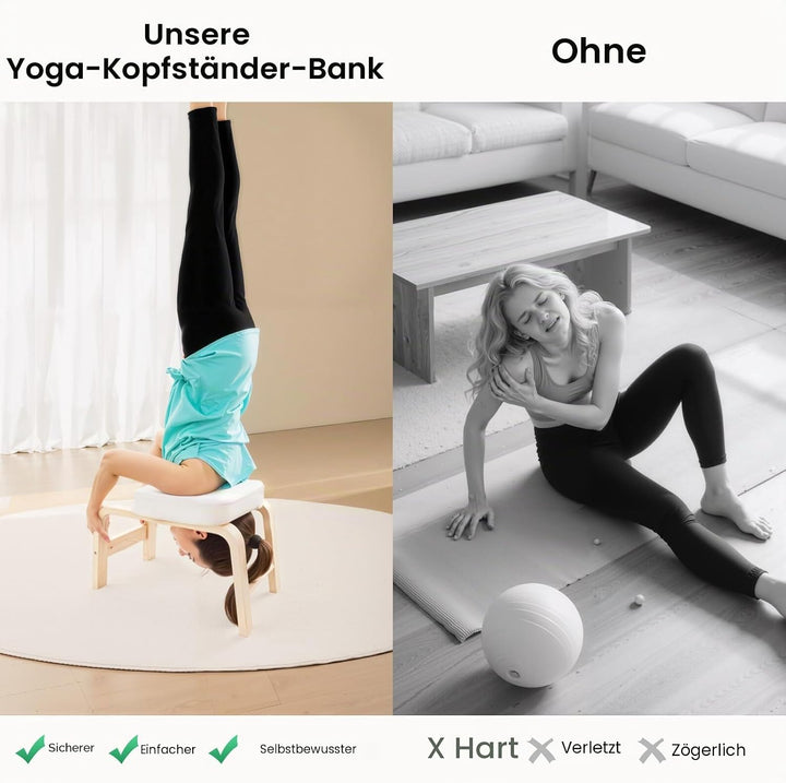 Yoga Headstand Hocker mit Abnehmbarem Block in T-Form Max.200kg Yoga Handbank für Yoga-Räume, Balkon