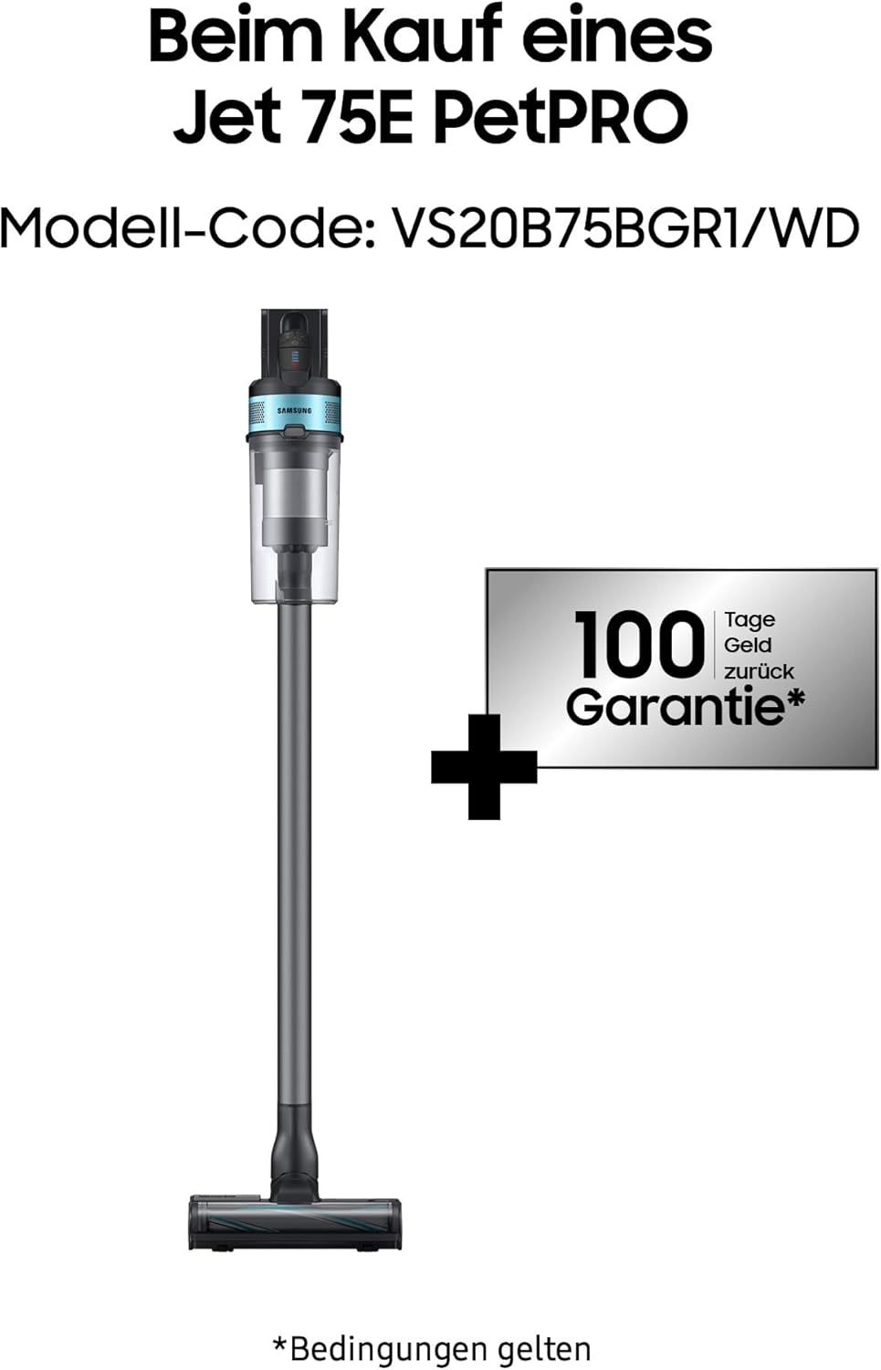 Samsung Jet 75E PetPRO Akku-Staubsauger, 200 W, Inkl. Tierhaarbürste Pet Tool und weiterem Zubehör,