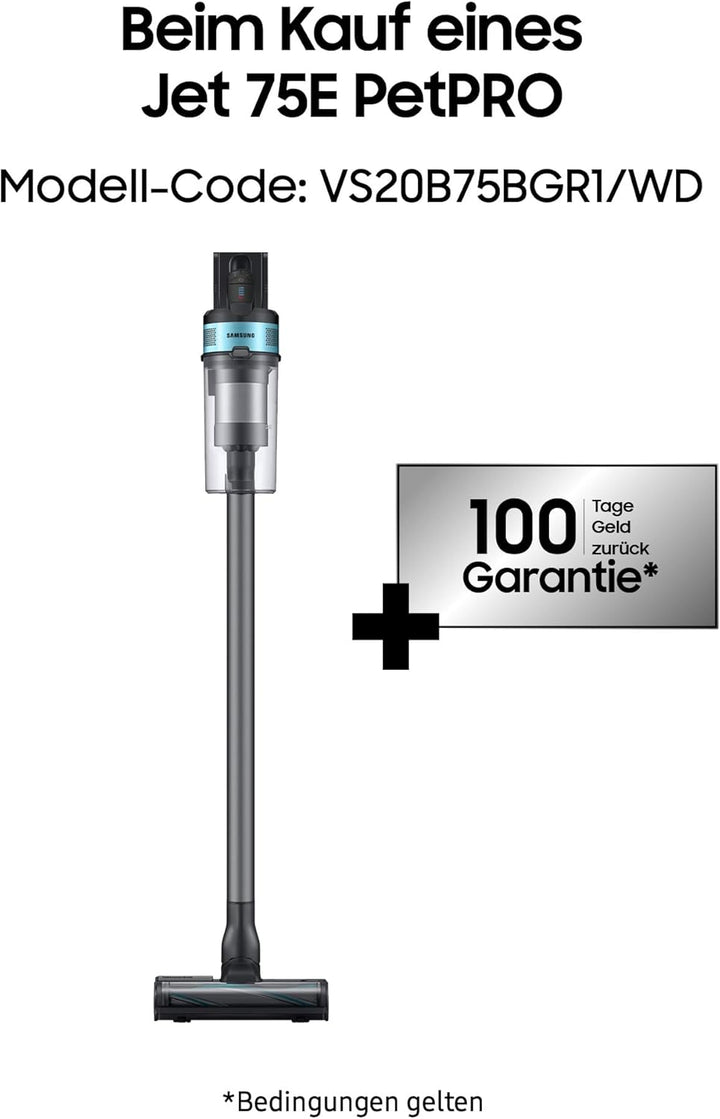 Samsung Jet 75E PetPRO Akku-Staubsauger, 200 W, Inkl. Tierhaarbürste Pet Tool und weiterem Zubehör,