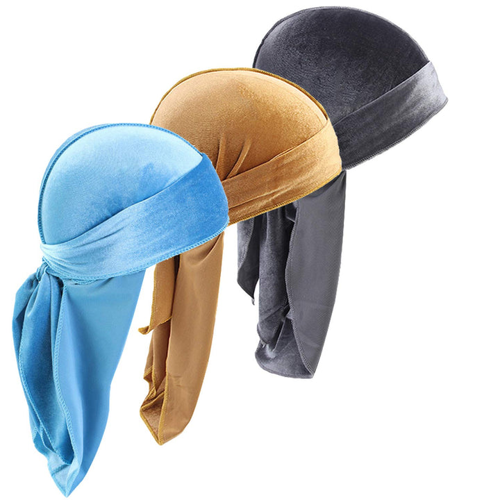Durags Doo Rag Dew Rags für Herren, 360 Wellen, Samt, Durags, Kopfbedeckung, Totenkopfmütze, Kopfbed