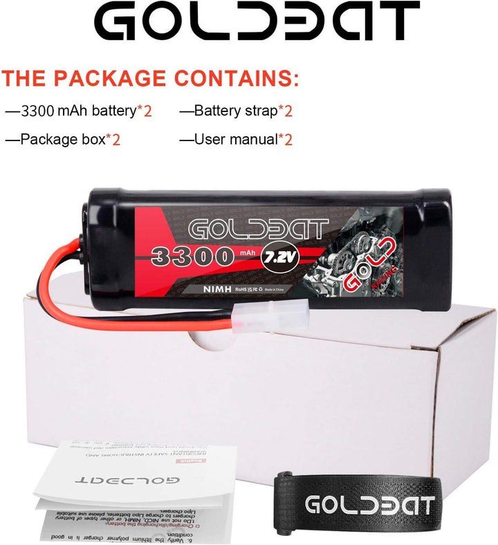 GOLDBAT RC Akku NiMH Akku Pack 3300 mAh 7,2V Batterie Ersatzakku mit Tami YA Stecker für RC Autos Bo