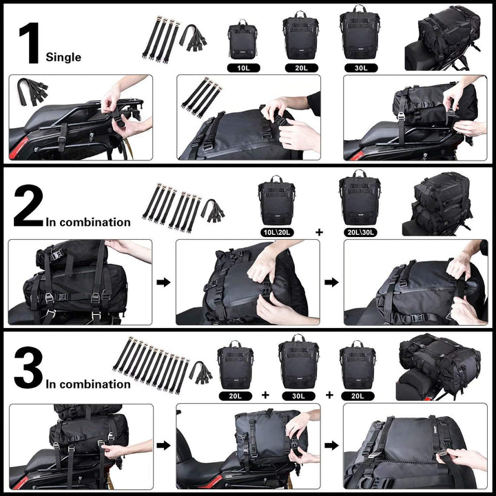 Rhinowalk Multifunktional Motorradtasche Motorradgepäck 10/20/30L Motorrad Pannier Satteltaschen Gep