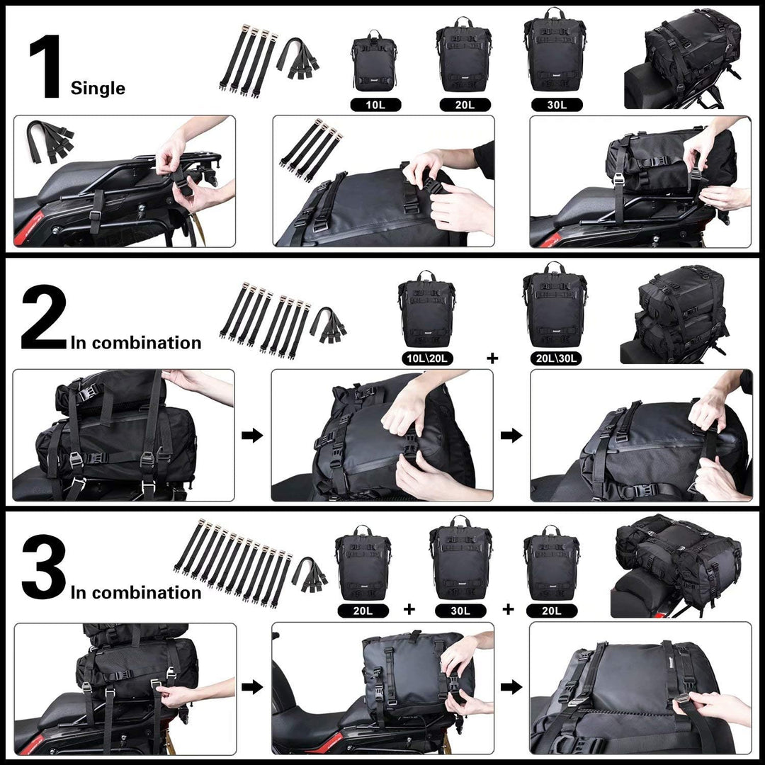 Rhinowalk Multifunktional Motorradtasche Motorradgepäck 10/20/30L Motorrad Pannier Satteltaschen Gep
