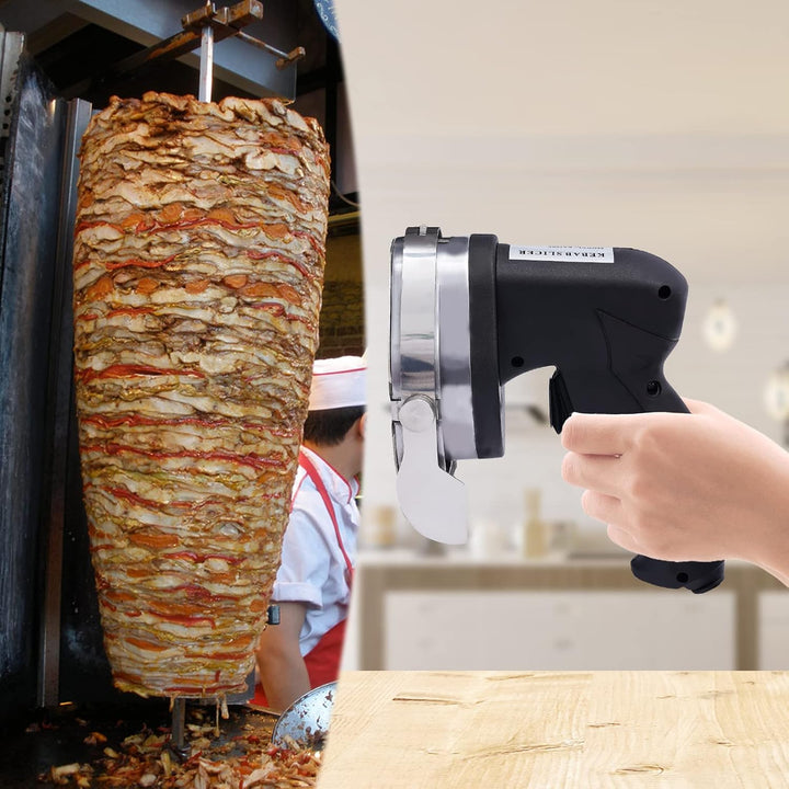 Profi Tragbarer Elektrisch Imbiss Dönermesser mit Schnittbreite Verstellbarer Kabelloses Kebabmesser