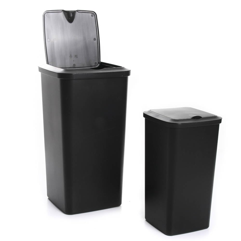 BirnePower Mülleimer Müllbehälter 24L Abfalleimer Biomülleimer mit Deckel Schwarz Papierkorb Abfallb