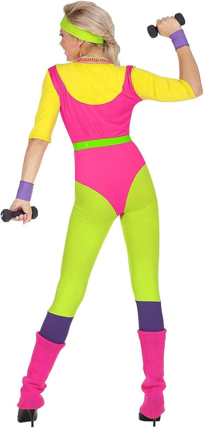 "80s AEROBICS INSTRUCTOR" (jumpsuit, belt, sweatband, wristbands) - (M), M