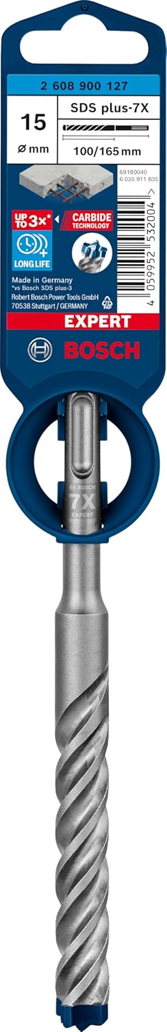 Bosch Professional 1x Expert SDS plus-7X Hammerbohrer (für Stahlbeton, Ø 15,00x165 mm, Zubehör Bohrh