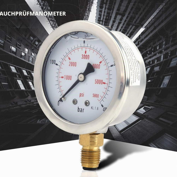 Hydraulisches Manometer-Set, hydraulischer Druckprüfer M16 x 2-BSP1/4 + 0 ~ 400 Bar/6000 PSI Hydraul