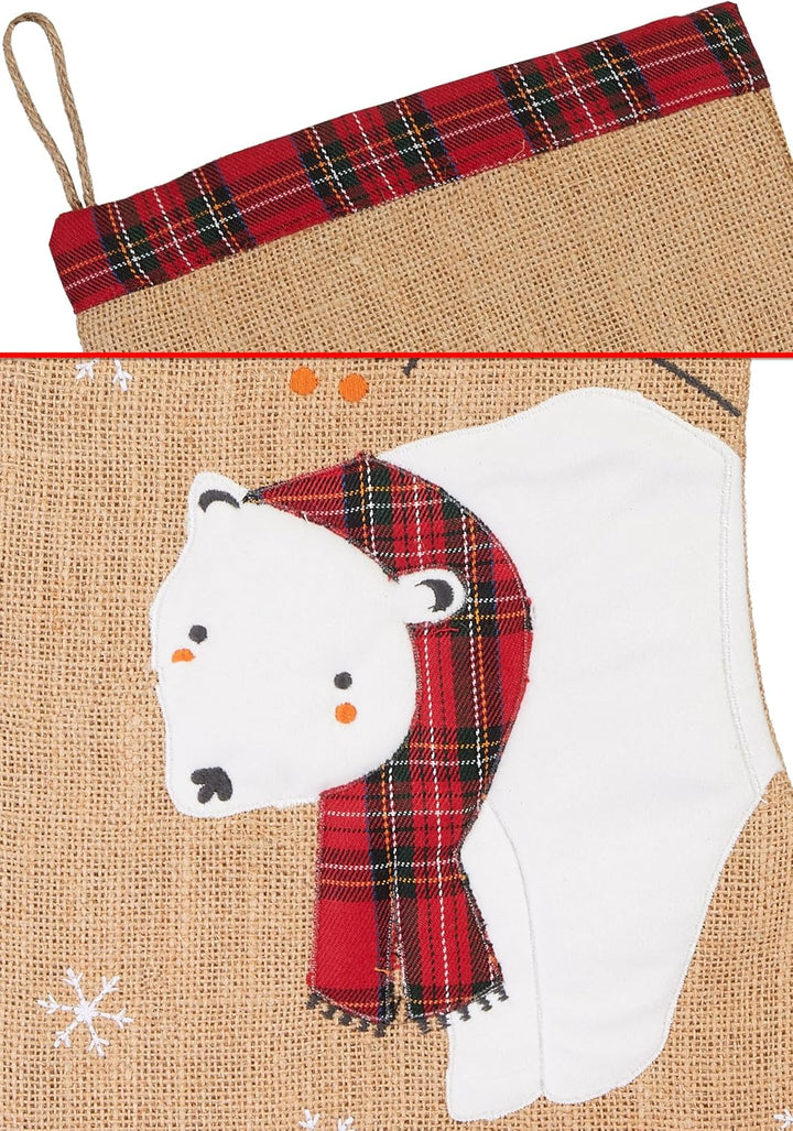BRUBAKER 3er Set Weihnachtsstrümpfe zum Befüllen und Aufhängen - Rentiere und Eisbär - 52 cm grosse