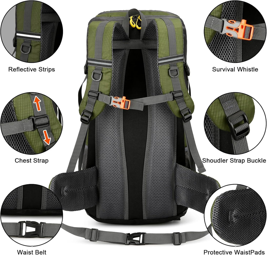jianyana Wanderrucksack 50L Trekkingrucksack Regenhülle Reiserucksack Wasserdichter Campingrucksack