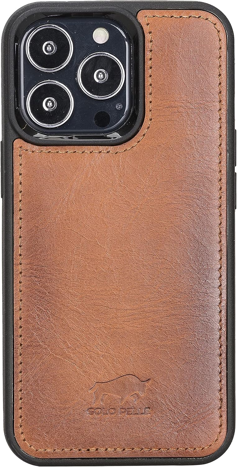 Solo Pelle Lederhülle kompatibel für iPhone 13 Pro in 6.1 Zoll abnehmbare Hülle (2in1) inkl. Kartenf