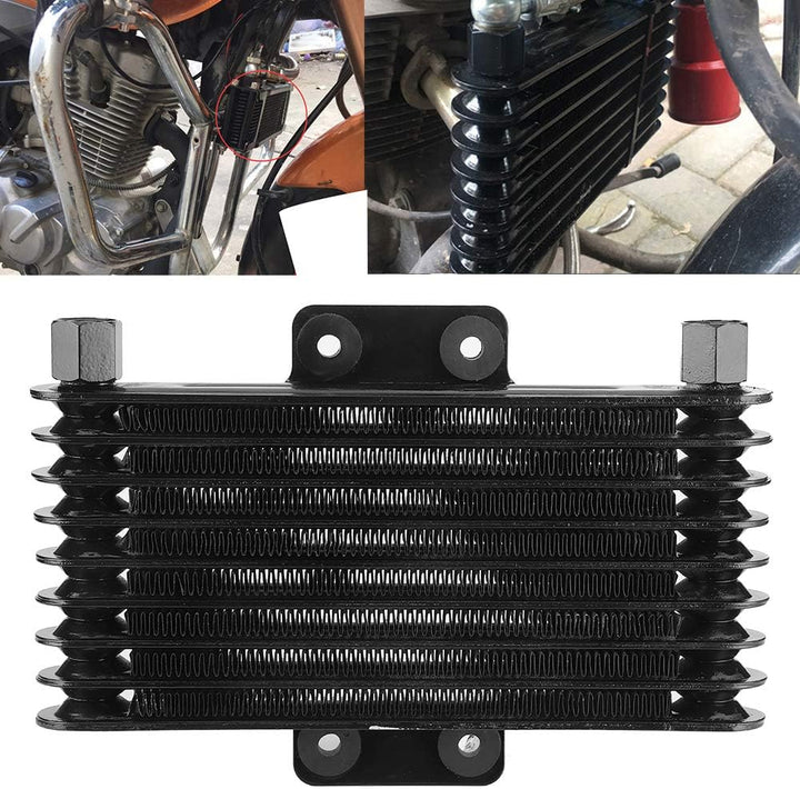 Motorölkühler, Universal 8-reihig Schwarz Motorölkühler Kühler für 125-250CC Motorrad Dirt Bike ATV