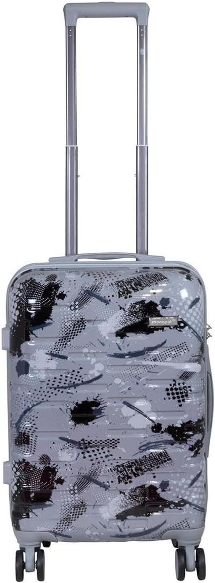 Hartschalen Koffer Trolley Cespara Handgepäck mit modernem Motiv Print - Farbe Silber - Gr. M