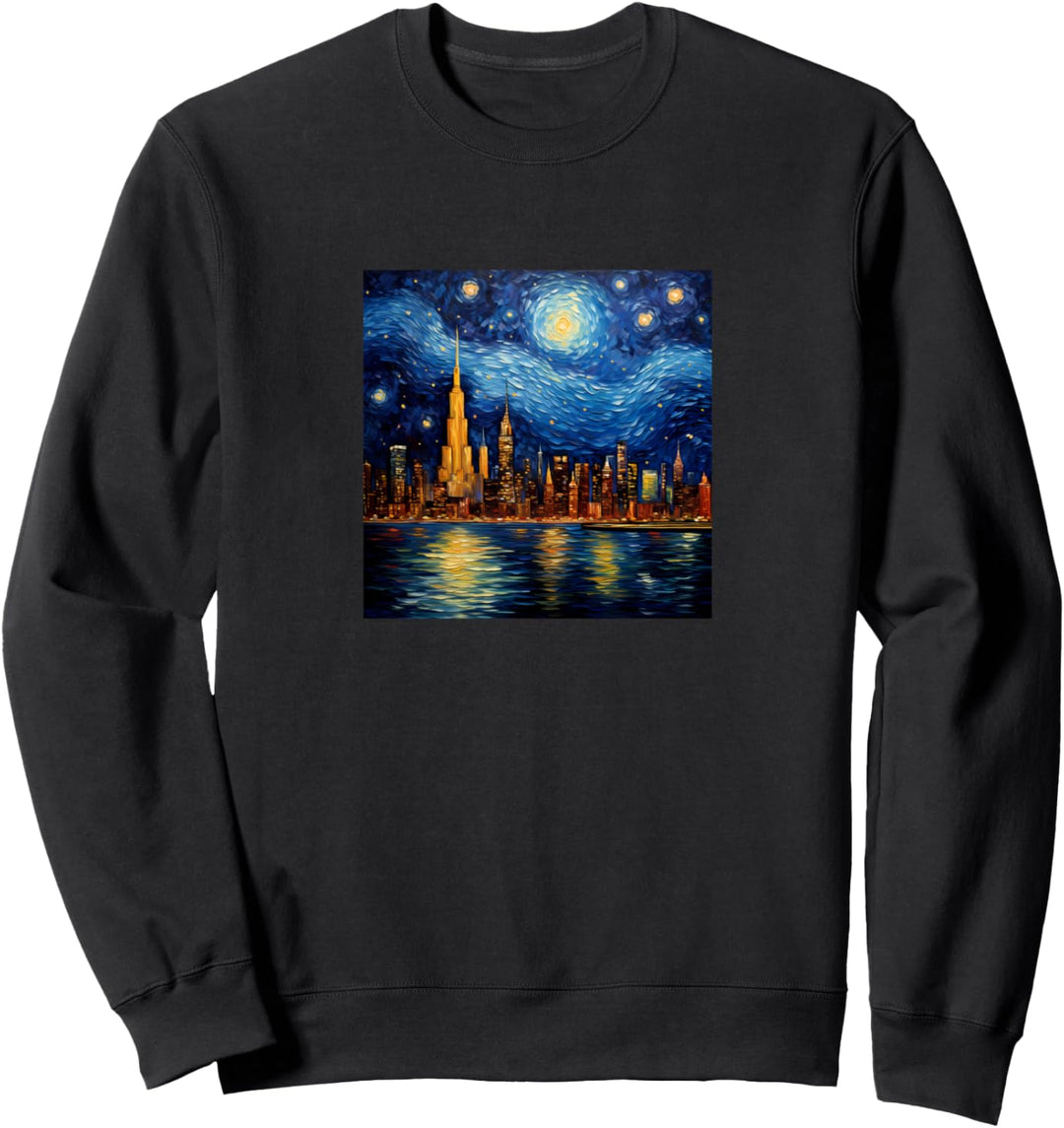 Lustige New York City Skyline im Sternennacht-Stil Van Gogh Sweatshirt