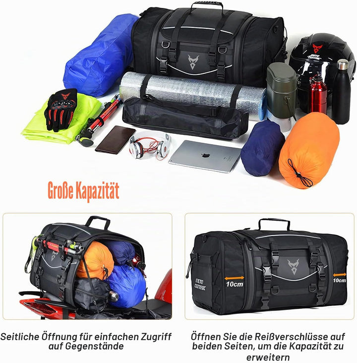 MIGHTYDUTY Motorrad Hecktasche Expandable 55-70L wasserdichte Faltbare Durable Multifunktionale Port