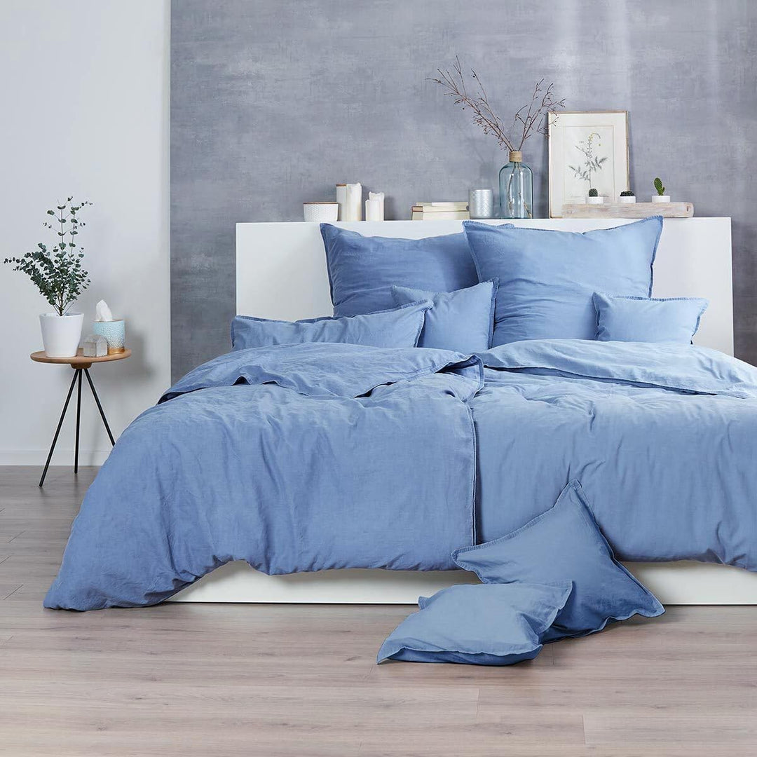 Enrico Coss Bettwäsche Stonewashed Denim, 1 Bettbezug 155 x 220 cm + 1 Kissenbezug 80 x 80 cm Denim