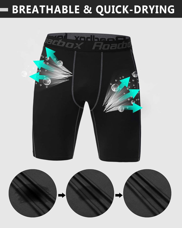 Roadbox 1 oder 3 Pack Herren Kompressionsshorts, Schnelltrocknendes Baselayer Unterhose Tights Kurz