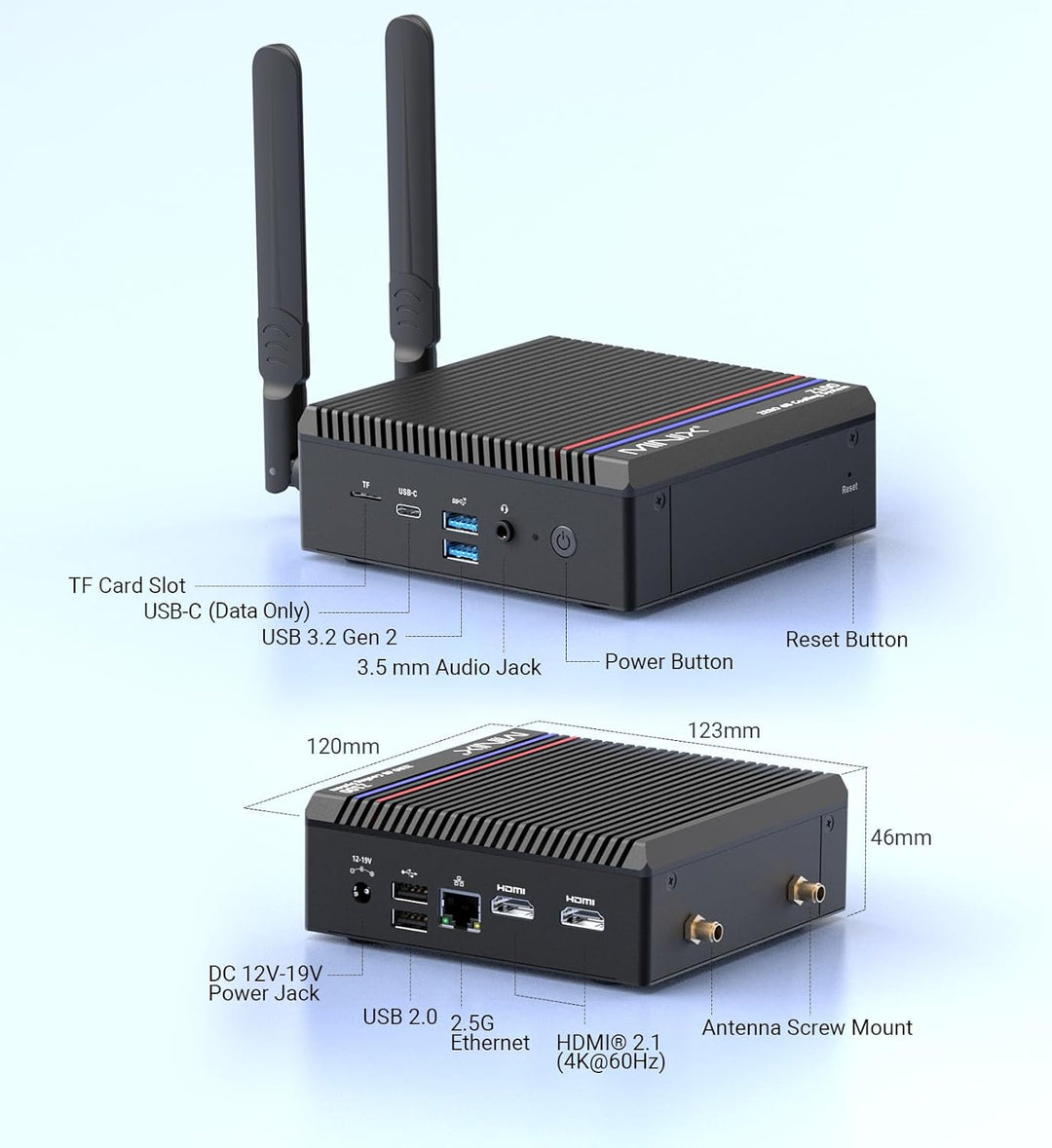 MINIX Z100-0dB lüfterloser Mini-PC, Intel N100 12th Gen 16GB DDR4, 512GB M.2 PCIe 3.0 x 4 SSD Win 11