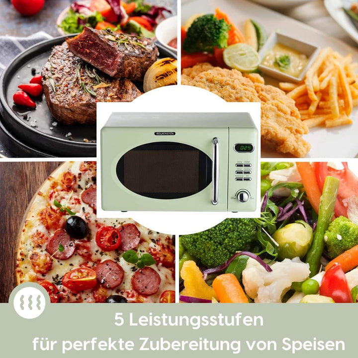 Wolkenstein Retro Stand Mikrowelle WMW720 SC I 700W Mikrowellenleistung I 20L Garraum I 5 Leistungss