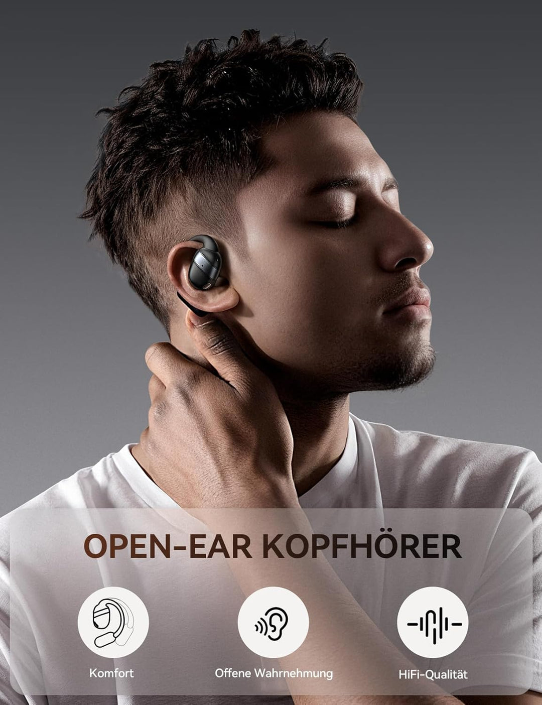 JOYROOM Open Ear Kopfhörer, Bluetooth 5.4 Kopfhörer Kabellos mit LED Digitaldisplay, Ultra-Komfort,