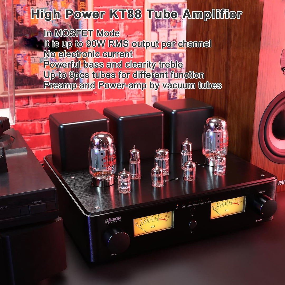 Juson Audio FTA88 Upgrade KT88 Ventilrohrverstärker, Klasse A, HiFi-Vakuumverstärker mit BT 5.4 Mosf