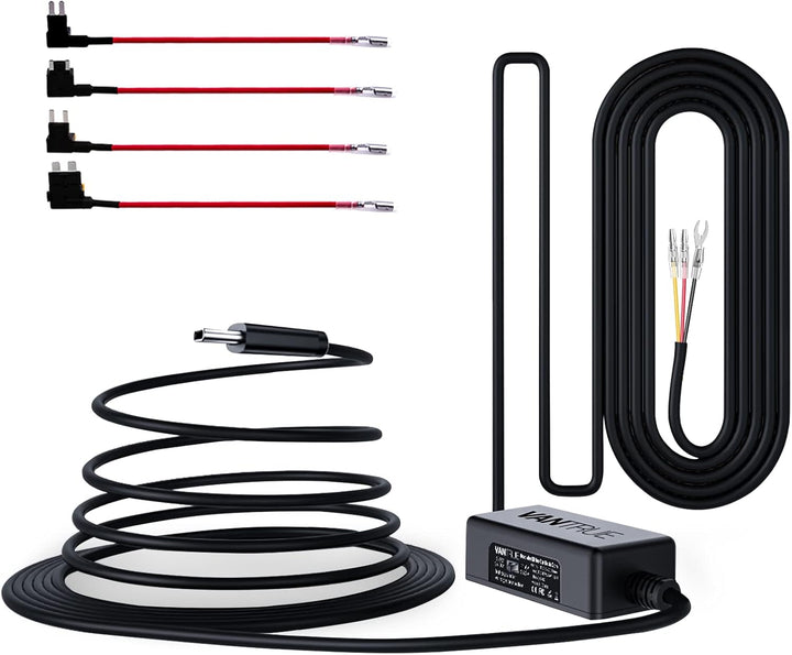 VANTRUE USB-C Hardwire Kit mit 2 Stufen und Acc Kabel für N Serie/E Serie/S1PRO/X4S, 12V/24V zu 5V,