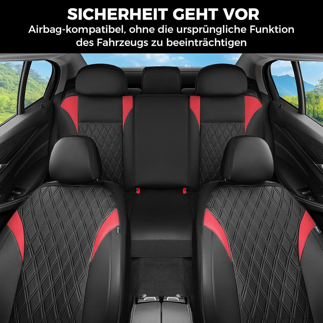FLORICH Autositzbezüge Komplettset Vordersitze, Atmungsaktive PU Leder Sitzbezüge, Wasserdichter Aut