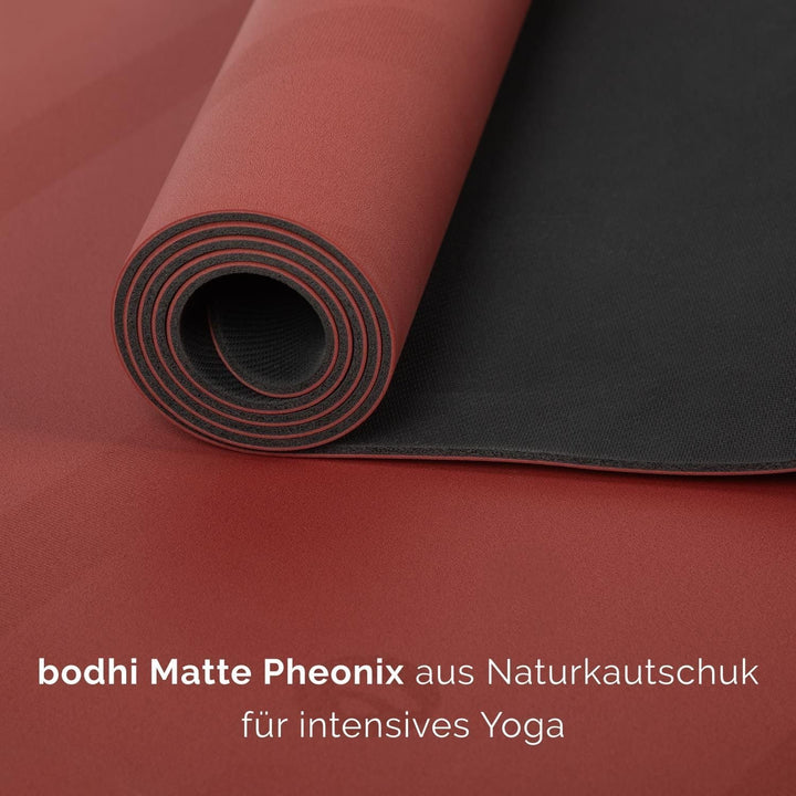 Bodhi Yogamatte Phoenix | Rutschfest & Schadstofffrei | Matte aus Naturkautschuk mit PU-Beschichtung