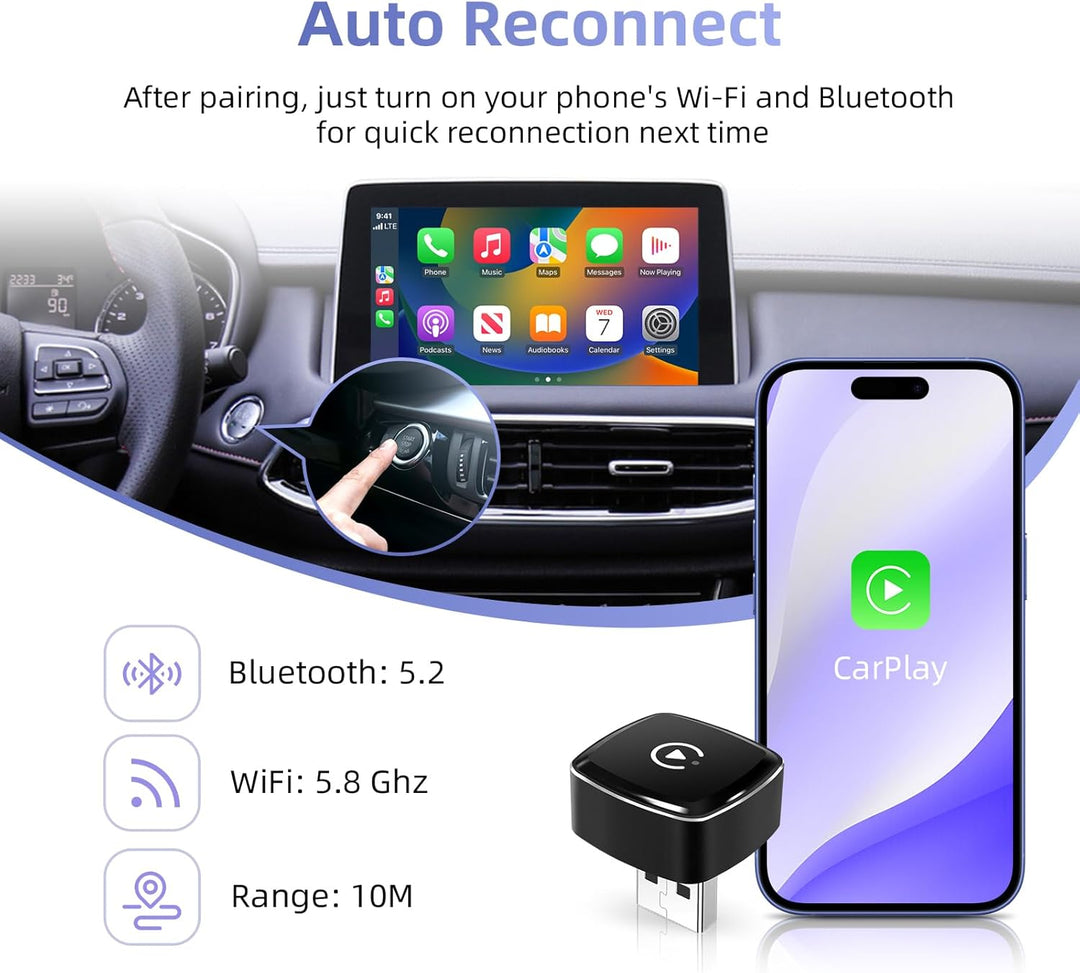EZoneTronics 2-in-1 Wireless CarPlay Adapter, Unterstützt CarPlay Android Auto, Upgrade von Wired au