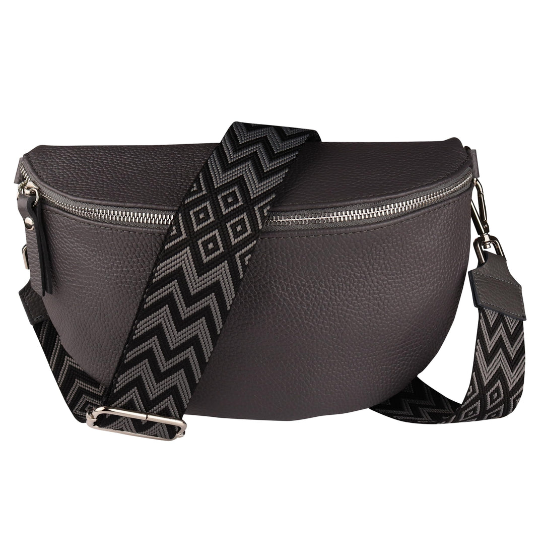 MIRROSI® Bauchtasche Damen, Echtleder, Made in Italy, Umhängetasche, Brusttasche, Crossbody Bag (1 T