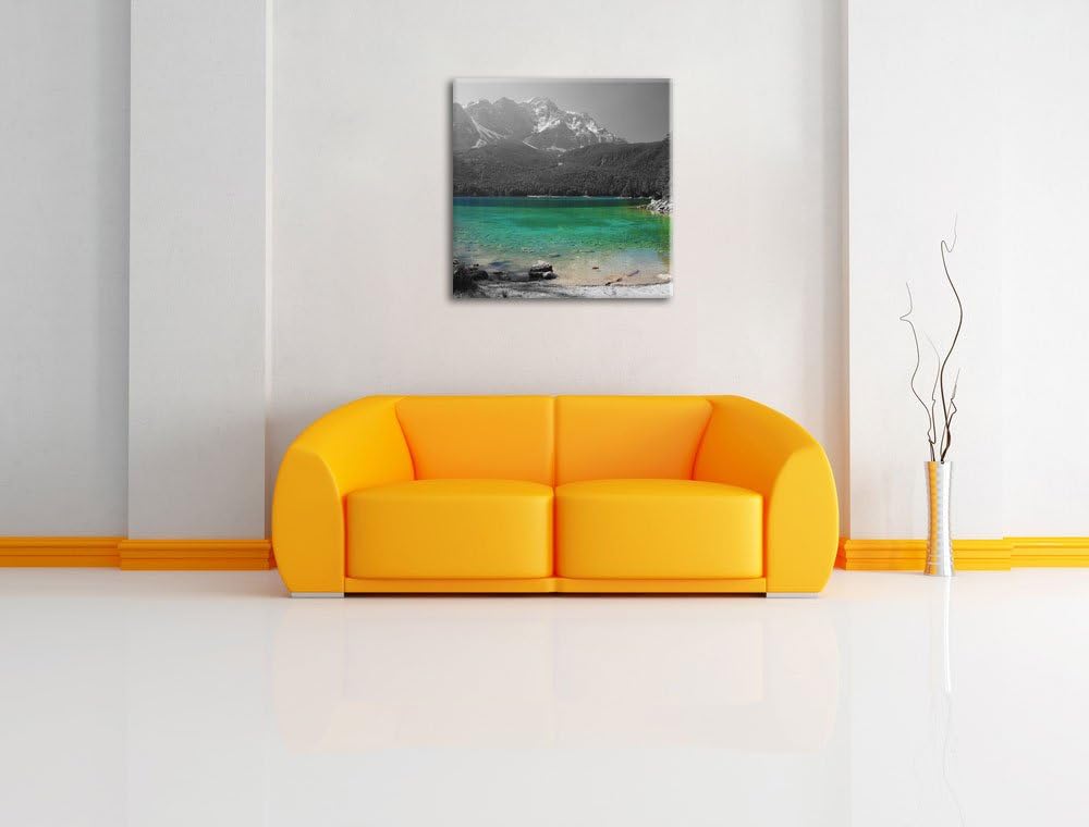 Pixxprint Eibsee vor der Zugspitze als Leinwandbild Quadratisch/Grösse: 70x70 / Wandbild/Kunstdruck/