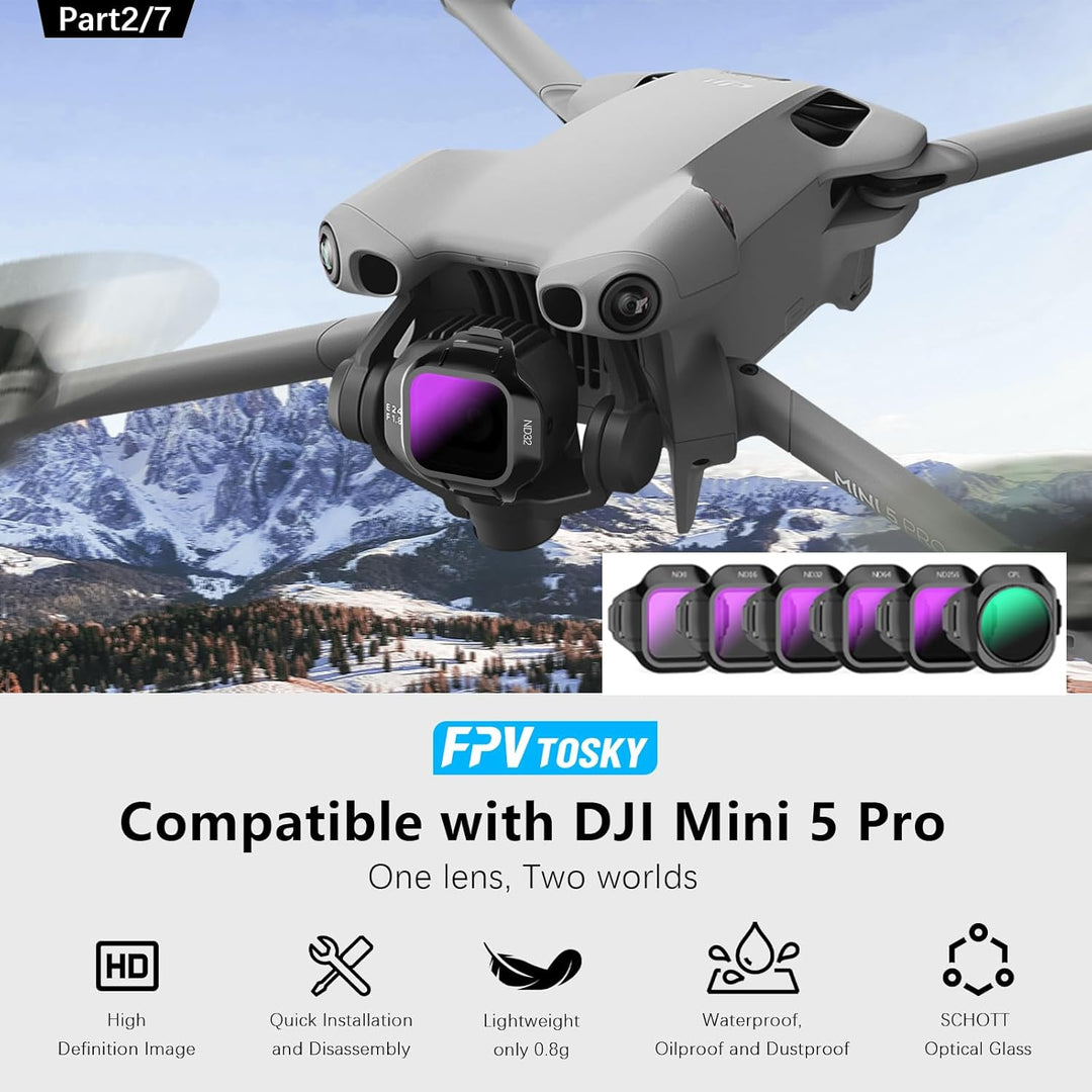 FPVtosky Hartschalen-Zubehör-Set für DJI Mini 5 Pro, Drohnenzubehör-Kit enthält Dual Layer Case, RC2