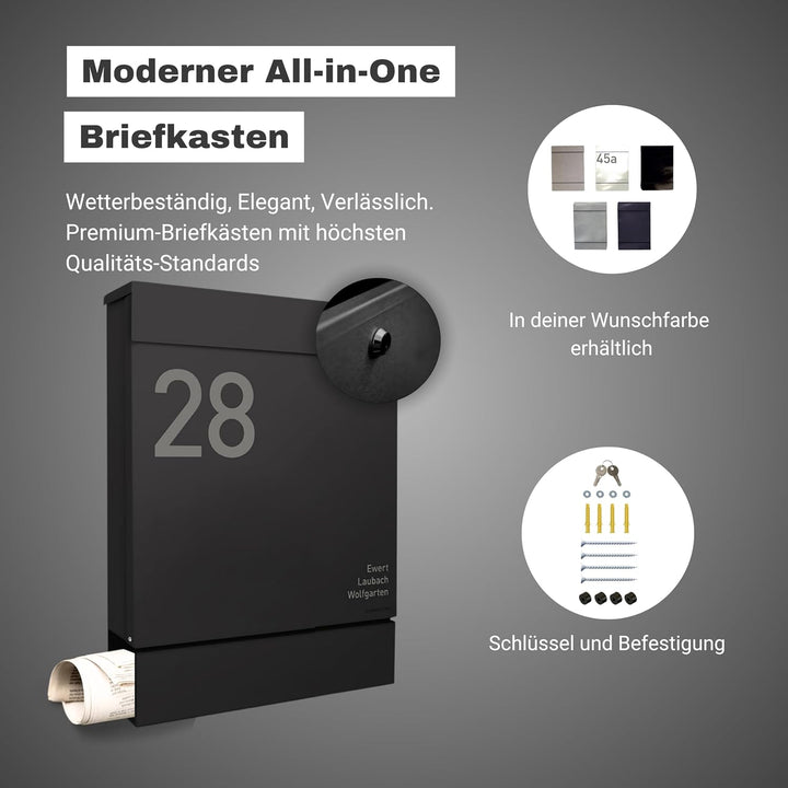 Radius® Designer Briefkasten - personalisiert mit Lasergravur - 10 Jahre Funktions- und Korrosionsga