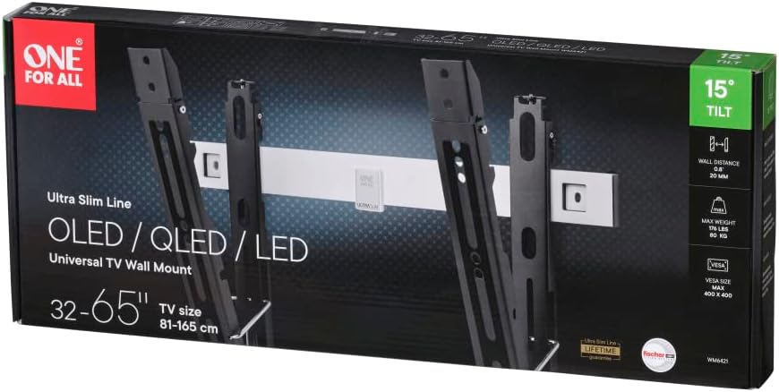 One for All for All TV -Wandhalterung neigbar - Curved 4K OLED QLED LED Flachbildfernseher - 32 bis