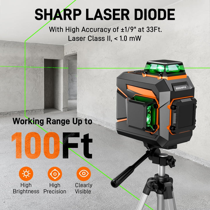 laser Wasserwaage Nivelliergerät Linienlaser 2X360 Grüner Horizontales Vertikales Laser-Nivellierger