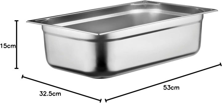METRO Professional GN-Behälter 1/1, Edelstahl, Höhe 150 mm, lebensmittelechter und hitzebeständiger