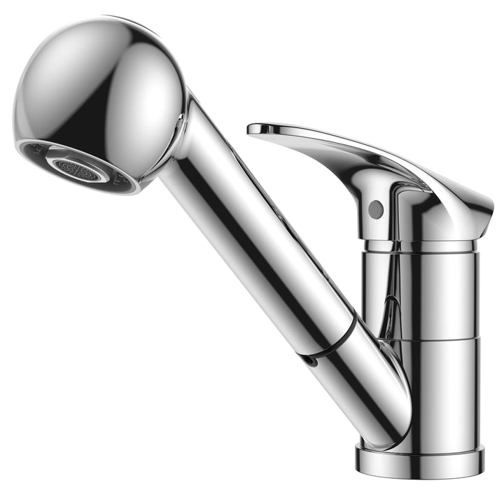 FORIOUS Wasserhahn Küche Polierter Chrom, Edelstahl Spültischarmatur mit Brause, Einhebelmischer Küc