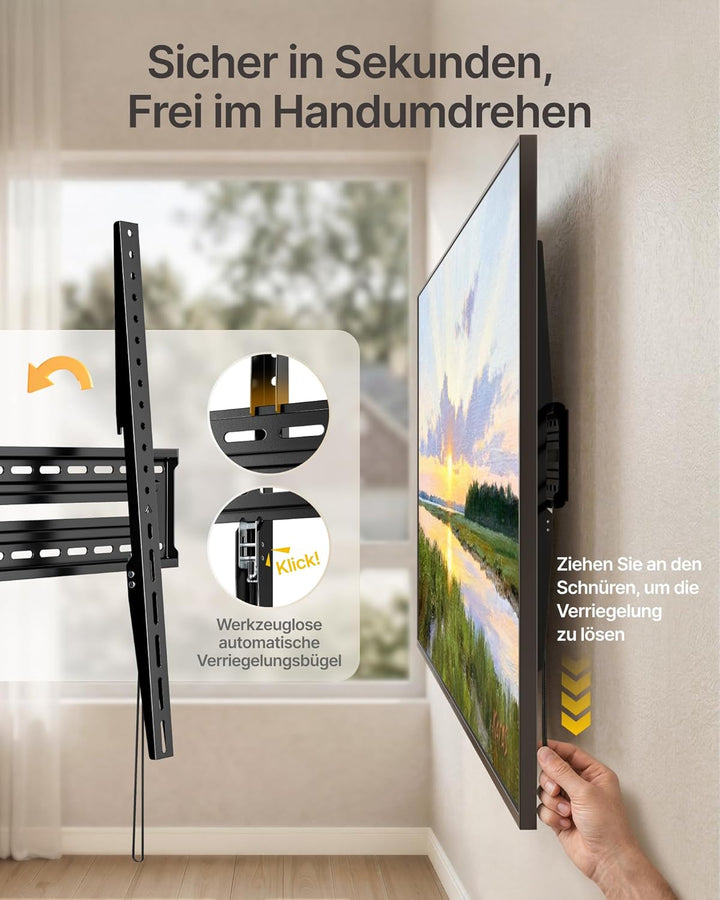monTEK Ultradünn TV Wandhalterung für 50-100 Zoll LCD/LED/Plasma Fernseher Flach&amp;Curved, TV Halterun