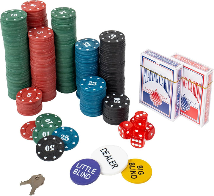 H&F Heimtextilien Pokerkoffer Set 300 Chips mit Kartenmischer – Komplettes Poker Spielset mit Karten