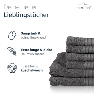 Merana Rome Handtuch Set | saugstark, weich und fusselfrei | Frottier Luxus Qualität | 100% Baumwoll