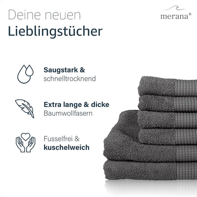 Merana Rome Handtuch Set | saugstark, weich und fusselfrei | Frottier Luxus Qualität | 100% Baumwoll