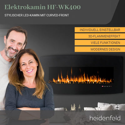 Heidenfeld Elektrokamin HF-WK400 - 𝟯 𝐉𝐀𝐇𝐑𝐄 𝐆𝐀𝐑𝐀𝐍𝐓𝐈𝐄 - 1500 Watt - LED Kamin mit 10 Farben - Fernbedi