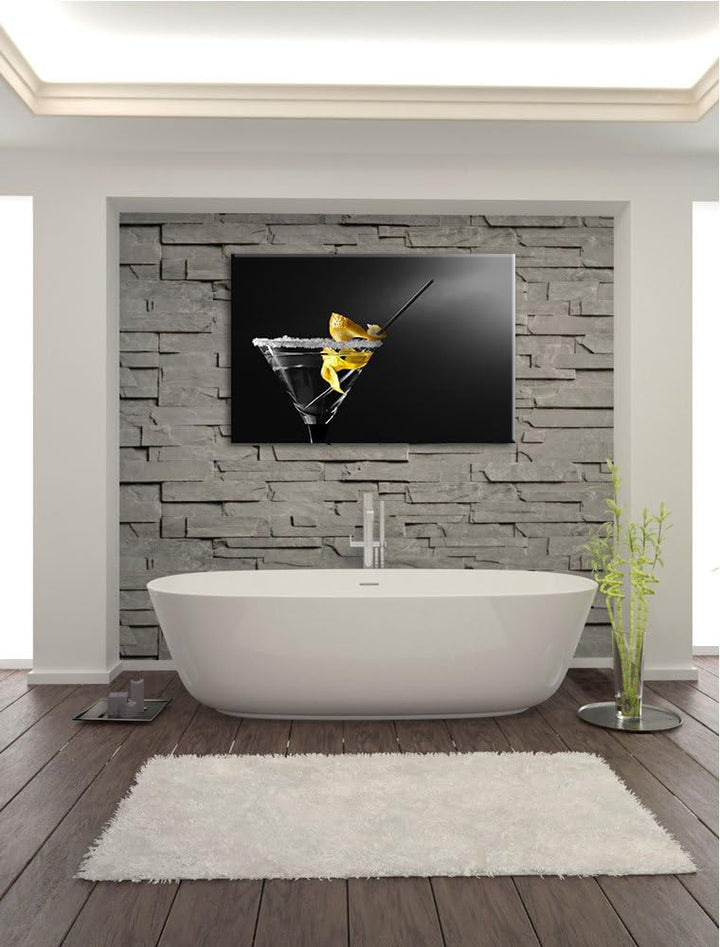 Dark Cocktail mit Zitronenschale und Zuckerrand schwarz/weiss Format: 100x70auf Leinwand, XXL riesig