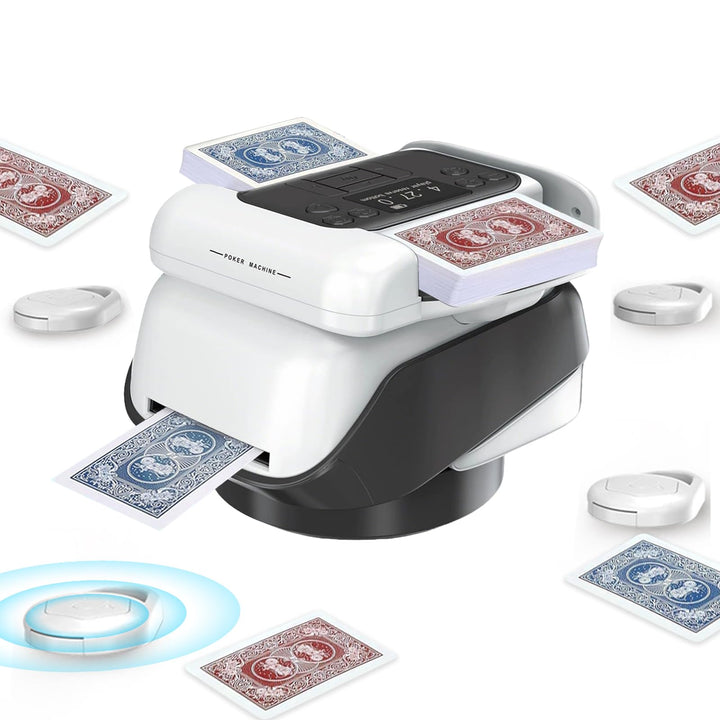 Automatische Kartenmischer und Kartensender mit 4 Kabellosen Kartengebertasten,360° Drehung für 1–3