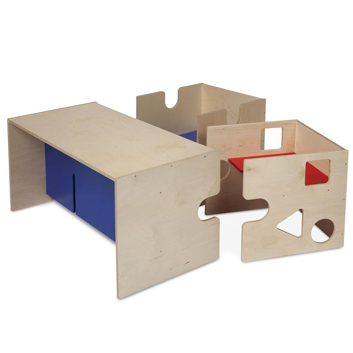 babycube Tisch/Bank, natur lackiert, natur lackiert