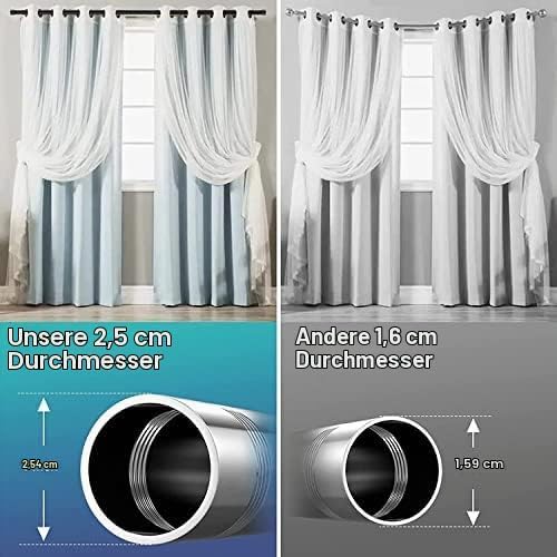 Gardinenstange, 76-450 cm Gardinenstange für Fenster mit Rundem Endstück Einzel mit Finials aus Edel