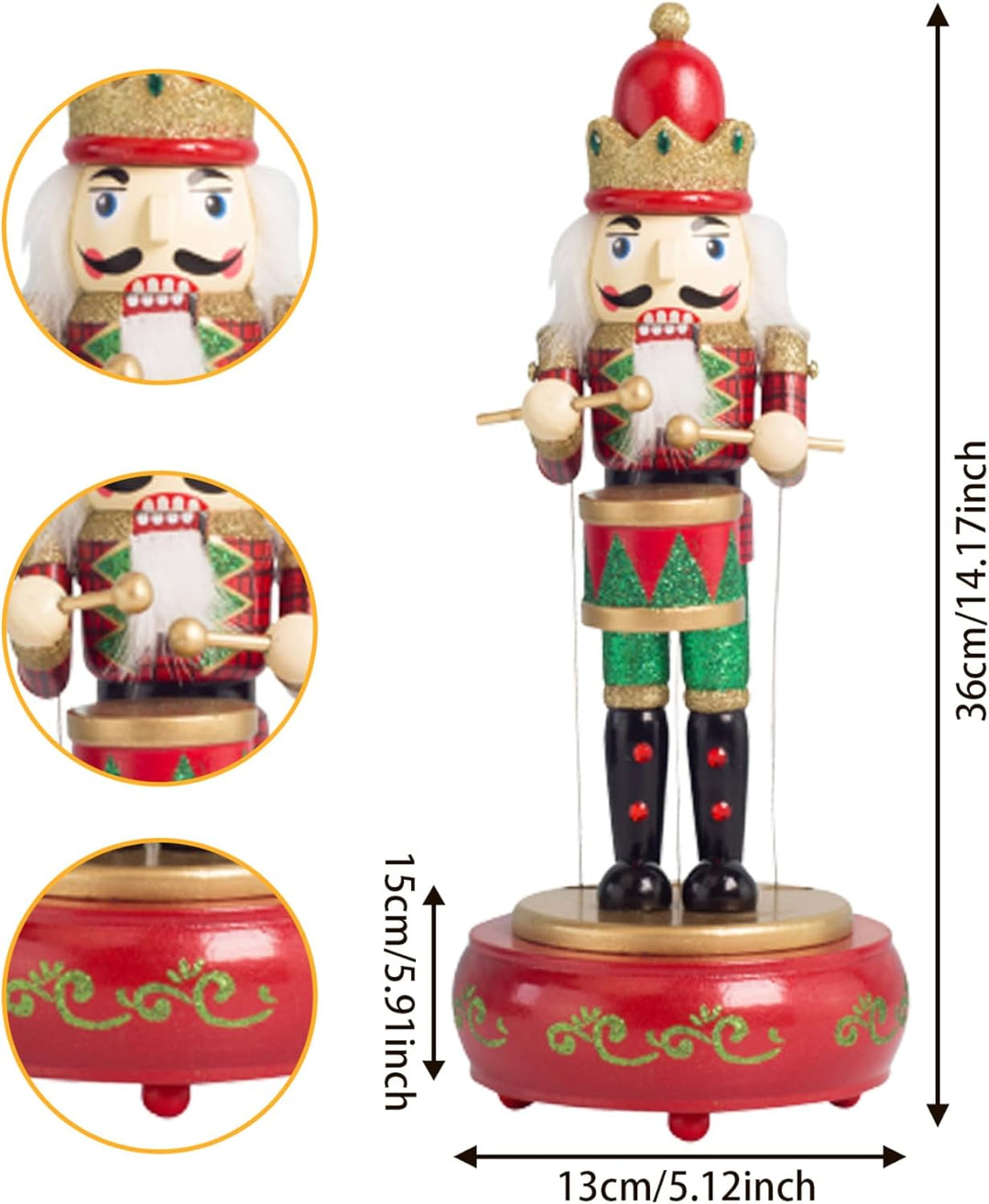 Nussknacker-spieluhr Holz-nussknacker Weihnachtsdekoration Niedliche Uhrwerk-nussknacker-Figuren Mit